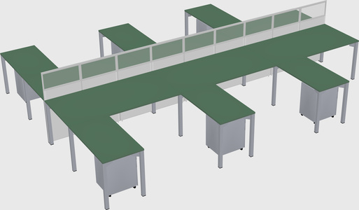 Shared l-shape cubicle
