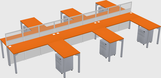 Shared l-shape cubicle