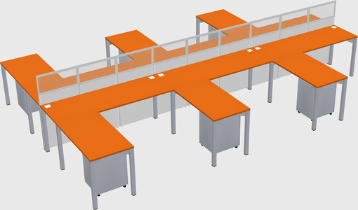 Shared l-shape cubicle
