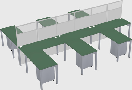 Shared l-shape cubicle