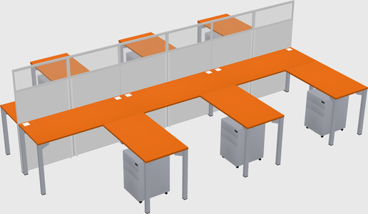 Shared l-shape cubicle