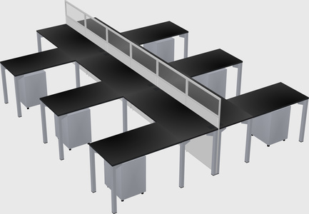 Shared l-shape cubicle
