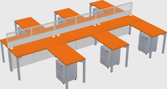 Shared l-shape cubicle