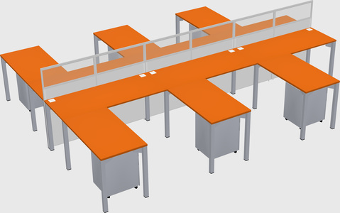 Shared l-shape cubicle