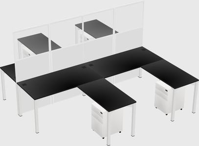 Shared l-shape cubicle