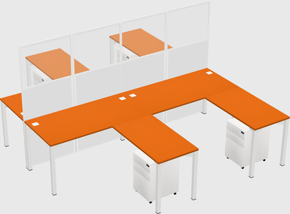 Shared l-shape cubicle