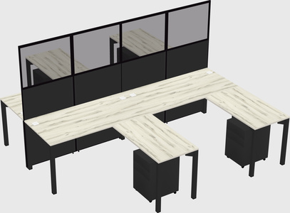 Shared l-shape cubicle