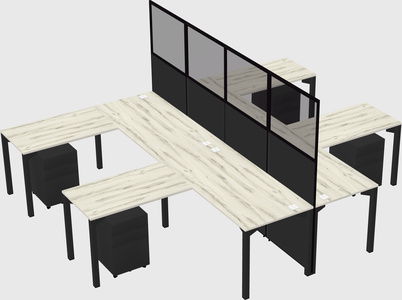 Shared l-shape cubicle