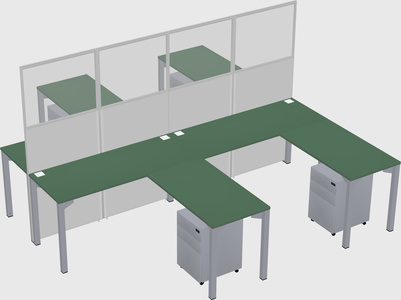 Shared l-shape cubicle