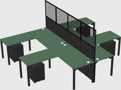 Shared l-shape cubicle