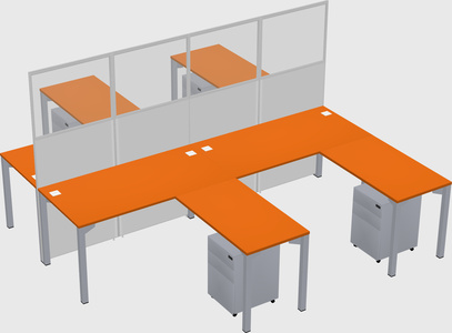Shared l-shape cubicle
