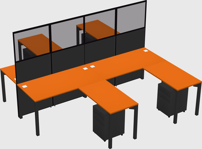 Shared l-shape cubicle