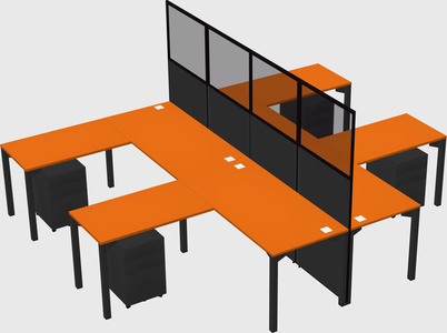Shared l-shape cubicle