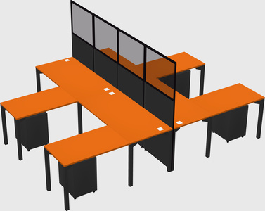 Shared l-shape cubicle