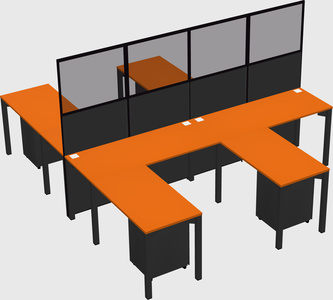 Shared l-shape cubicle