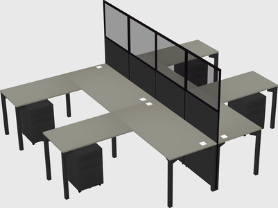 Shared l-shape cubicle