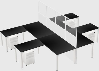 Shared l-shape cubicle