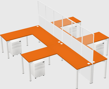 Shared l-shape cubicle
