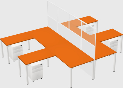 Shared l-shape cubicle