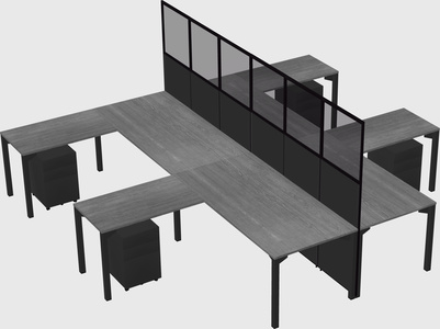 Shared l-shape cubicle