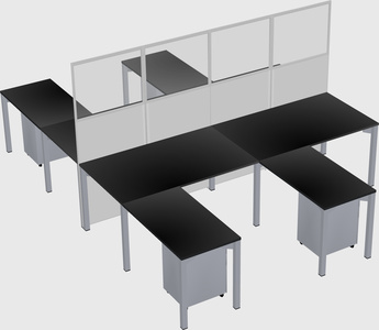 Shared l-shape cubicle