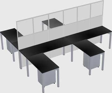 Shared l-shape cubicle