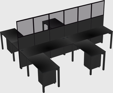 Shared l-shape cubicle