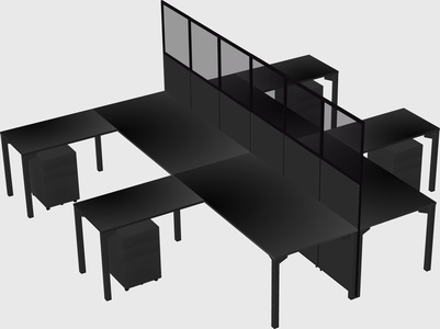 Shared l-shape cubicle