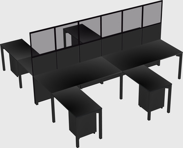 Shared l-shape cubicle