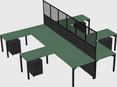 Shared l-shape cubicle
