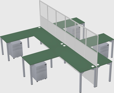 Shared l-shape cubicle