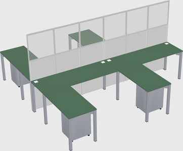 Shared l-shape cubicle