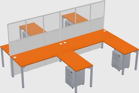 Shared l-shape cubicle