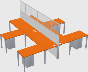 Shared l-shape cubicle