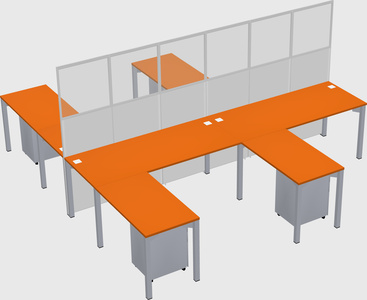 Shared l-shape cubicle