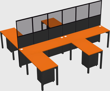 Shared l-shape cubicle