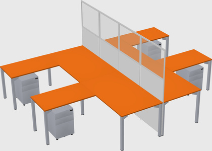 Shared l-shape cubicle