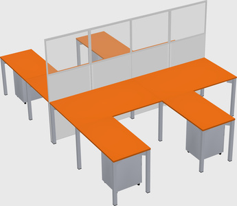 Shared l-shape cubicle