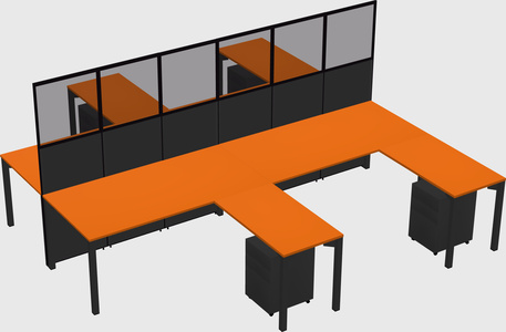 Shared l-shape cubicle