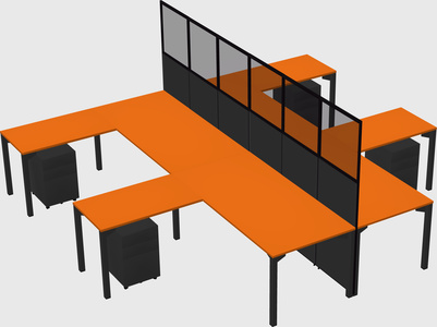 Shared l-shape cubicle