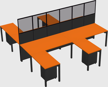 Shared l-shape cubicle