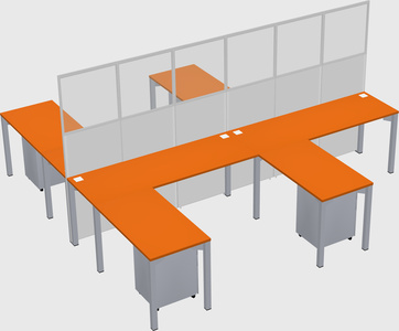 Shared l-shape cubicle