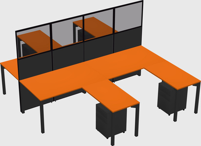 Shared l-shape cubicle