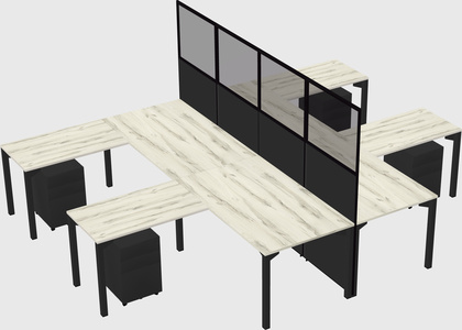 Shared l-shape cubicle