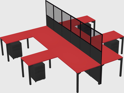 Shared l-shape cubicle