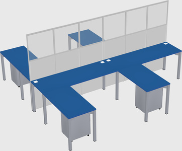 Shared l-shape cubicle
