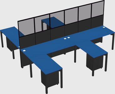 Shared l-shape cubicle