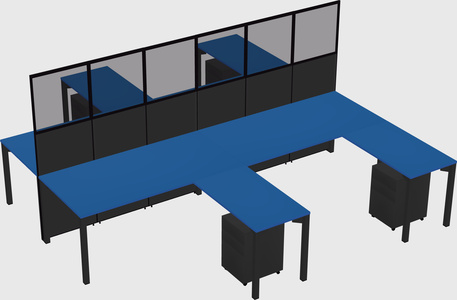 Shared l-shape cubicle