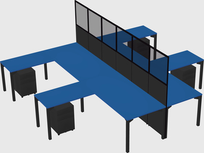 Shared l-shape cubicle