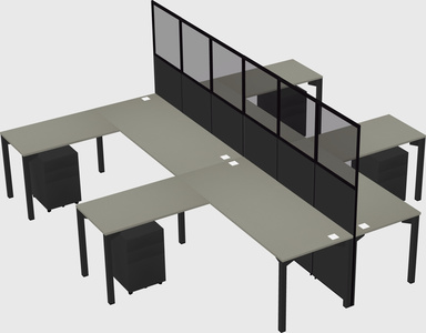 Shared l-shape cubicle
